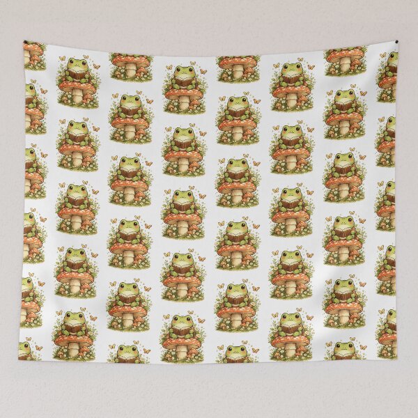 Item preview, Cute Frog Reading Book on Mushroom designed and sold by Bloomelle Studio.