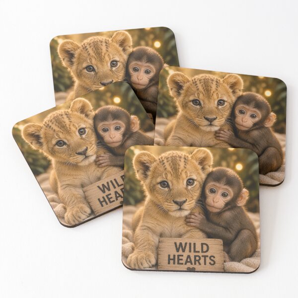 Item preview, Cute Lion Cub and Monkey Wild Hearts Friends designed and sold by BagFactoryUK.