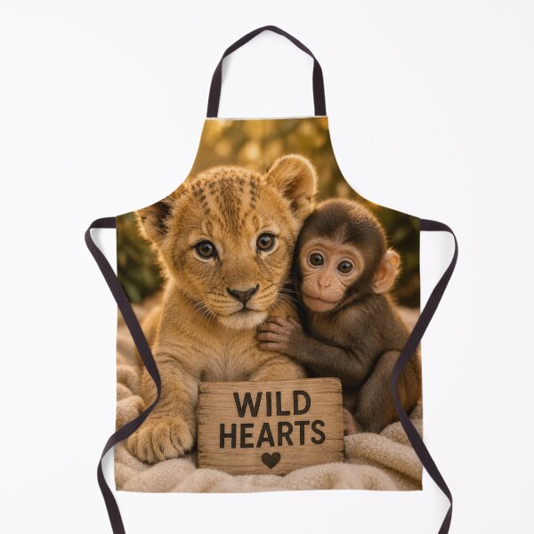 Item preview, Cute Lion Cub and Monkey Wild Hearts Friends designed and sold by BagFactoryUK.