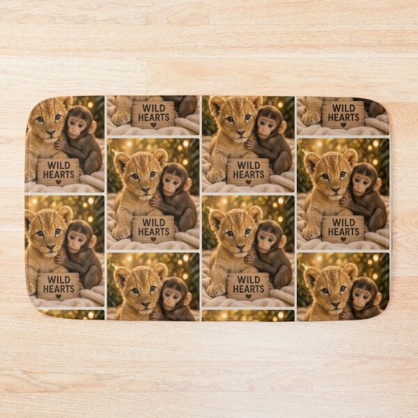 Item preview, Cute Lion Cub and Monkey Wild Hearts Friends designed and sold by BagFactoryUK.