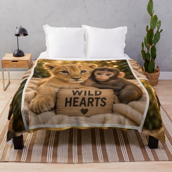 Item preview, Cute Lion Cub and Monkey Wild Hearts Friends designed and sold by BagFactoryUK.