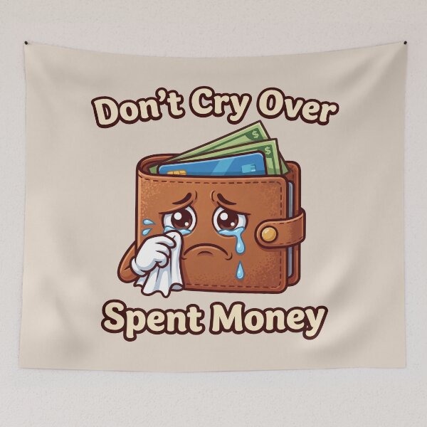 Item preview, Don't Cry Over Spent Money Funny Wallet Parody Quote 2 designed and sold by WordPlayStudio.