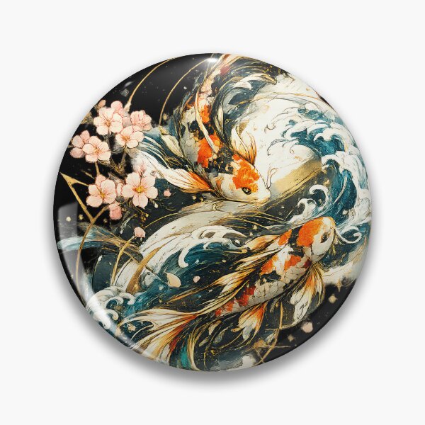 Item preview, Elegant Japanese Koi Fish | Sakura Waves | Luxury Oriental Art designed and sold by Origamoart.