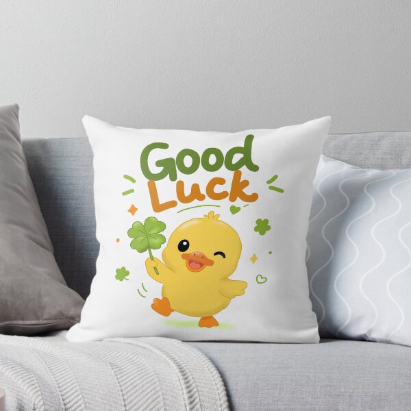 Item preview, Good Luck Duck -Cute Yellow Duck With Four Leaf Clover Illustration designed and sold by FennyWijayaMomo.