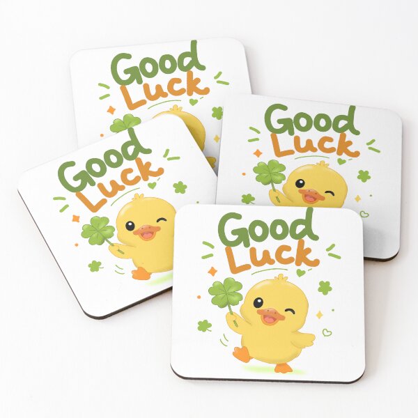 Item preview, Good Luck Duck -Cute Yellow Duck With Four Leaf Clover Illustration designed and sold by FennyWijayaMomo.