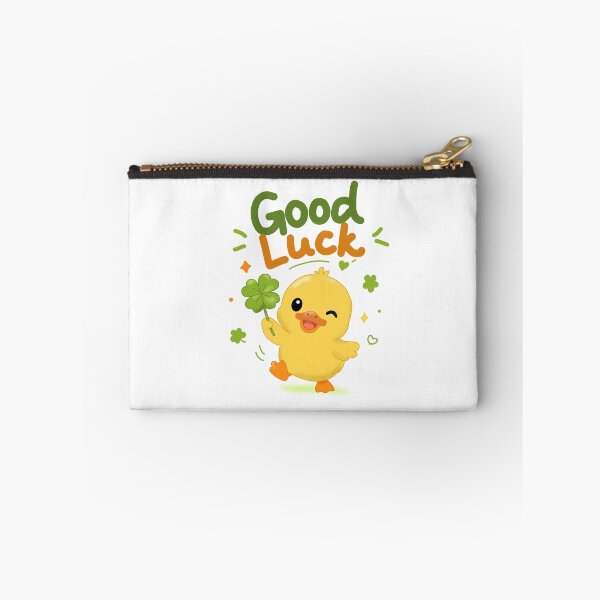 Item preview, Good Luck Duck -Cute Yellow Duck With Four Leaf Clover Illustration designed and sold by FennyWijayaMomo.