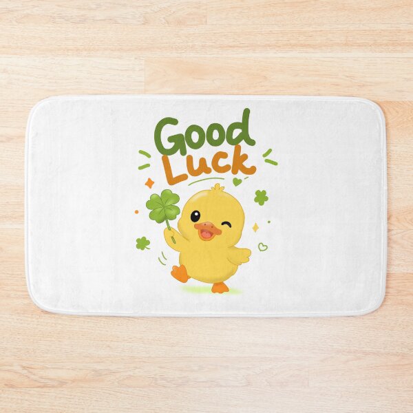 Item preview, Good Luck Duck -Cute Yellow Duck With Four Leaf Clover Illustration designed and sold by FennyWijayaMomo.