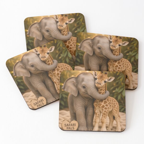 Item preview, Cute Baby Elephant Giraffe Hug Safari Pals designed and sold by BagFactoryUK.