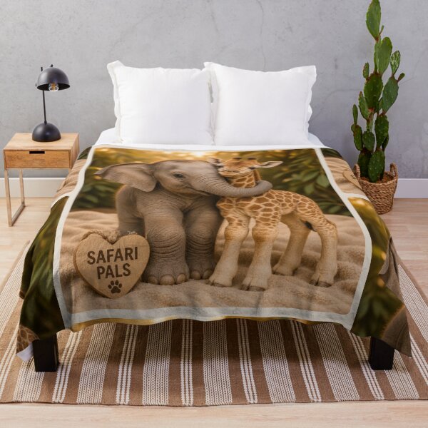 Item preview, Cute Baby Elephant Giraffe Hug Safari Pals designed and sold by BagFactoryUK.
