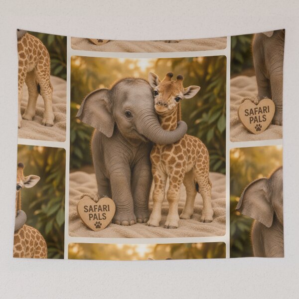 Item preview, Cute Baby Elephant Giraffe Hug Safari Pals designed and sold by BagFactoryUK.
