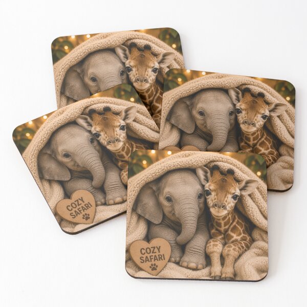 Item preview, Cozy Safari Baby Elephant Giraffe Cute Animals designed and sold by BagFactoryUK.
