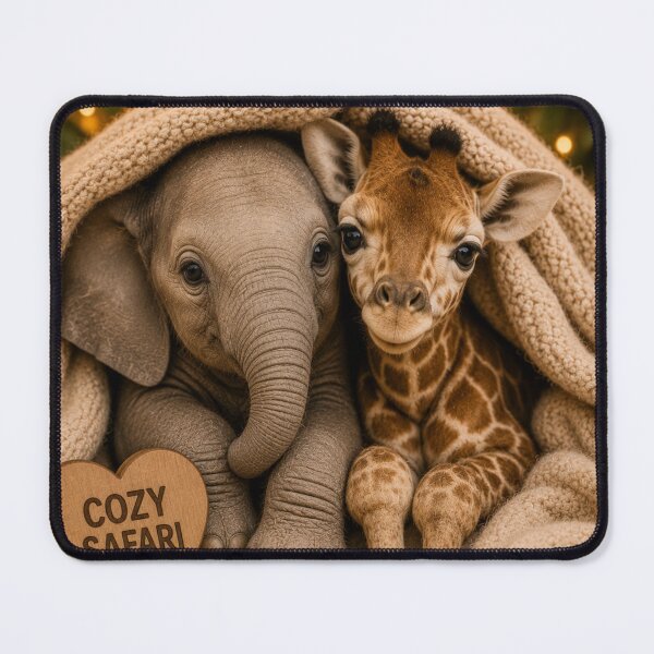 Item preview, Cozy Safari Baby Elephant Giraffe Cute Animals designed and sold by BagFactoryUK.