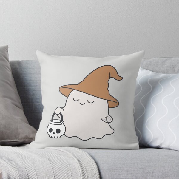 Item preview, Minimalist Witch Cute Ghost with Skull Lantern Line Art designed and sold by suncorner28.