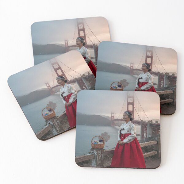 Item preview, Mist & Crimson: A Hanbok's Stance at the Golden Gate designed and sold by SOOstudio73.