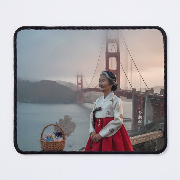 Item preview, Mist & Crimson: A Hanbok's Stance at the Golden Gate designed and sold by SOOstudio73.