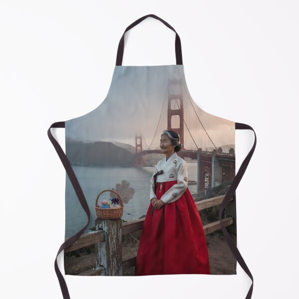 Item preview, Mist & Crimson: A Hanbok's Stance at the Golden Gate designed and sold by SOOstudio73.