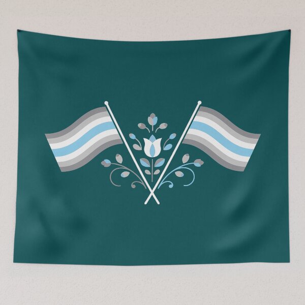 Item preview, Demiboy Pride Flag Folk Motif – © heidiannemorris Scandinavian Folk Art designed and sold by FOLK ART FUSION by heidiannemorris.