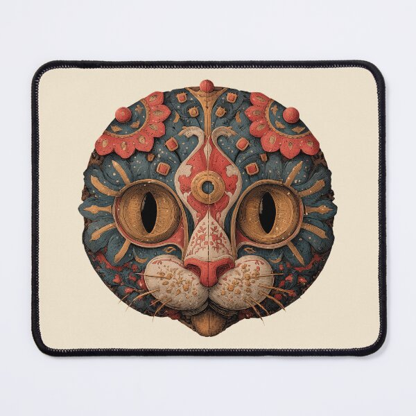 Item preview, Intricate Ornate Wood Carved Feline Mask designed and sold by colorful-white.