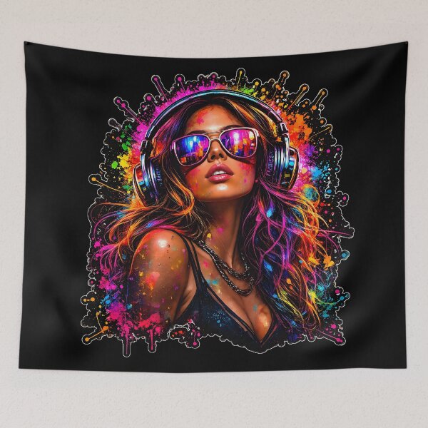 Item preview, Neon EDM Queen – Festival Graffiti Icon 2 designed and sold by RH Design Lab.