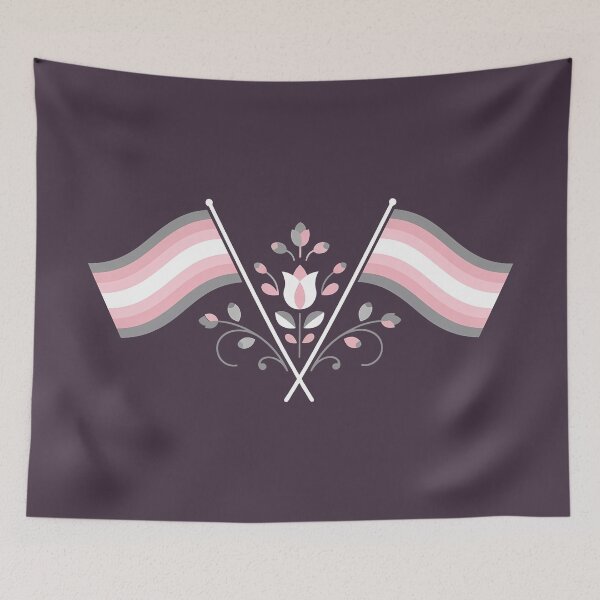 Item preview, Demigirl Pride Flag Folk Motif – © heidiannemorris Scandinavian Folk Art designed and sold by FOLK ART FUSION by heidiannemorris.