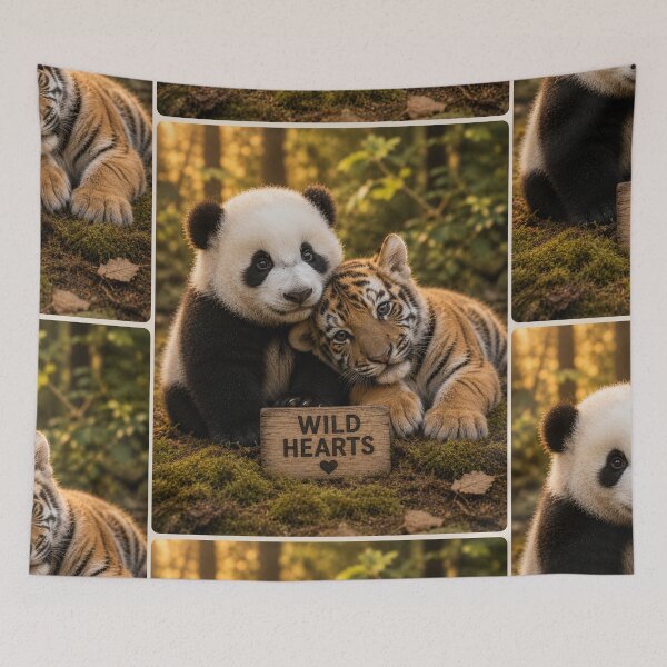 Item preview, Cute Panda Tiger Cub Wild Hearts Cuddle designed and sold by BagFactoryUK.