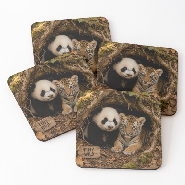 Item preview, Tiny Wild Panda Tiger Cubs Forest Den Animals designed and sold by BagFactoryUK.