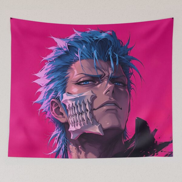 Item preview, Grimmjow | Neon Skull Mask Warrior | Blue-Haired Dark Fantasy Anime Portrait | Gothic Manga Inspired Digital Art designed and sold by Dyan4.