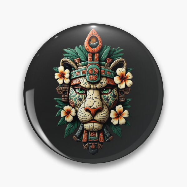 Item preview, Elysium Echoes - Mayan Jaguar Warrior Totem | Vintage Shabby Chic Enamel 03 designed and sold by Shift-Bloom.