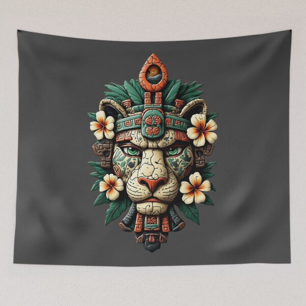 Item preview, Elysium Echoes - Mayan Jaguar Warrior Totem | Vintage Shabby Chic Enamel 03 designed and sold by Shift-Bloom.