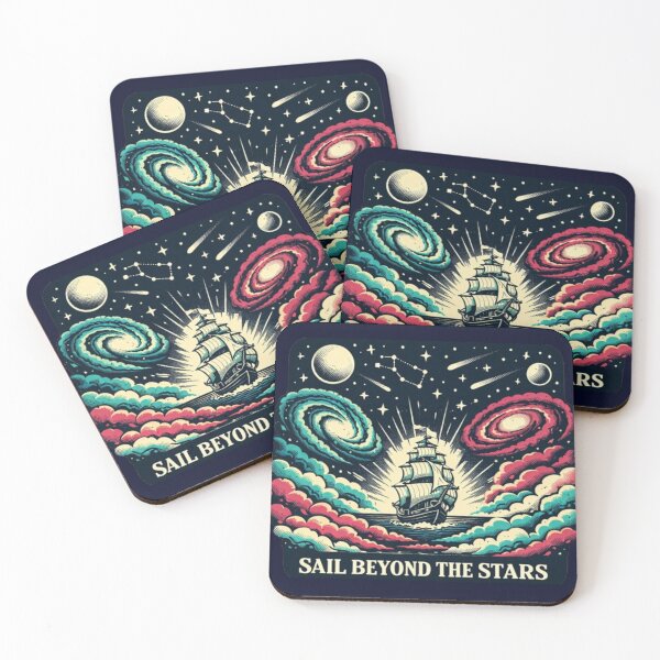 Item preview, Sail Beyond the Stars – Cosmic Ship Art designed and sold by Dogandesighn.
