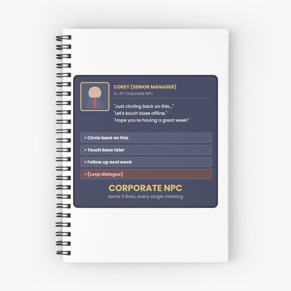Item preview, Corporate NPC Dialogue Funny Office Sticker designed and sold by QuirkyCartel.
