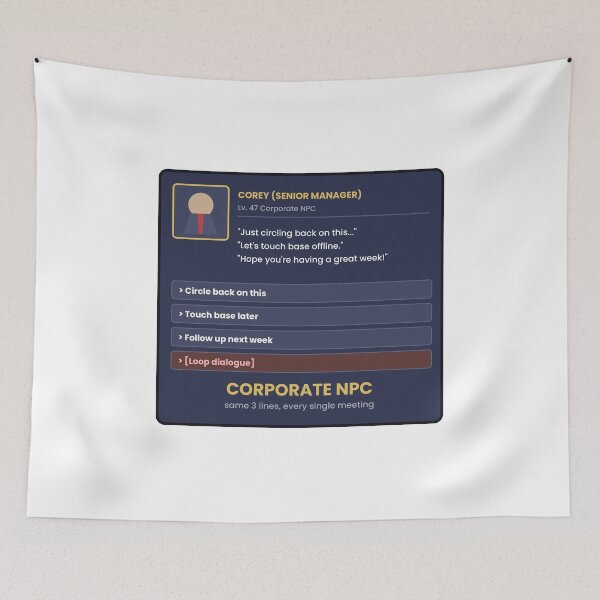 Item preview, Corporate NPC Dialogue Funny Office Sticker designed and sold by QuirkyCartel.
