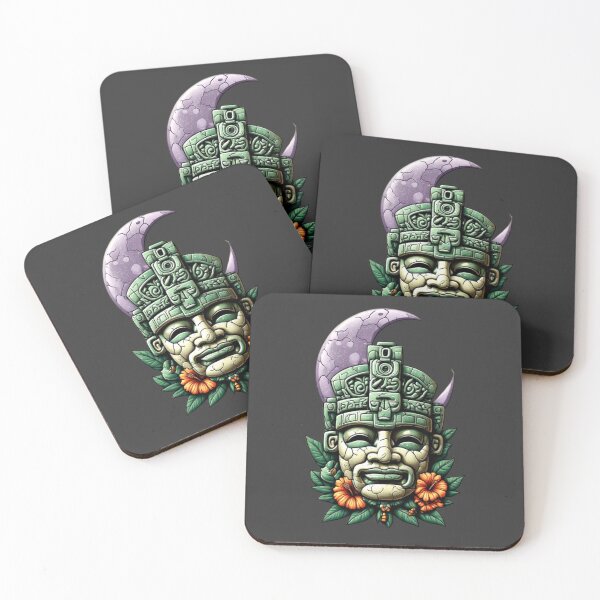 Item preview, Mayan Warrior Mask with Flowers & Crescent Moon | Elysium Echoes Icon designed and sold by Shift-Bloom.