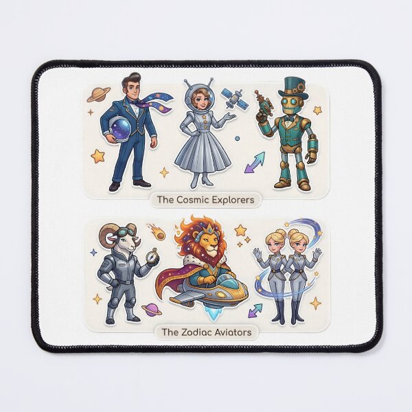 Item preview, The Cosmic Explorers & Zodiac Aviators | Space Zodiac Characters Kawaii Sci-Fi Sticker Pack designed and sold by Bhaskar Digital Art.