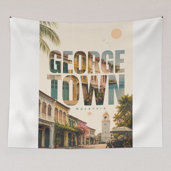 Item preview, George Town Penang Malaysia UNESCO Heritage Streets and Clock Tower designed and sold by Places On Earth.