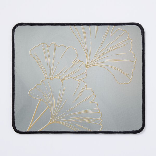 Item preview, Ginkgo Serenity: Minimalist Botanical Gold Line Art on Stone Gray Textile designed and sold by Diseño que alegran tu día.
