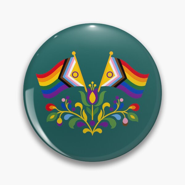 Item preview, Intersex Progress Pride Flag Folk Motif – © heidiannemorris Scandinavian Folk Art designed and sold by FOLK ART FUSION.