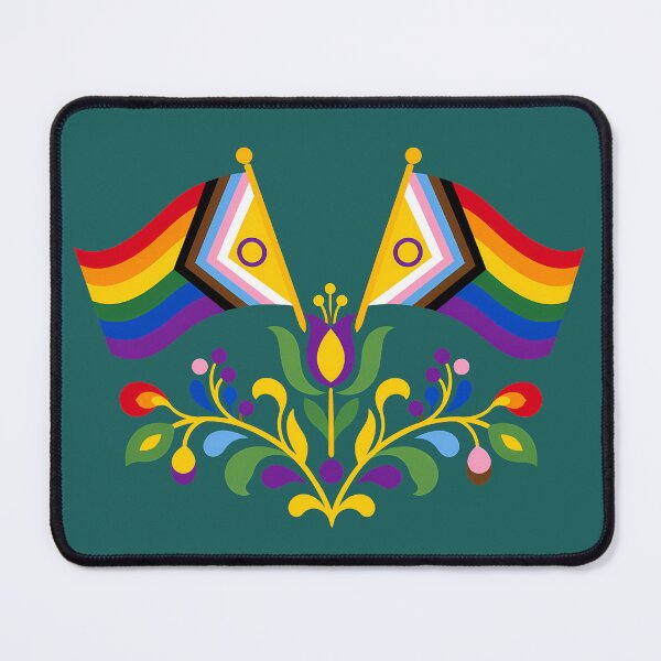 Item preview, Intersex Progress Pride Flag Folk Motif – © heidiannemorris Scandinavian Folk Art designed and sold by FOLK ART FUSION by heidiannemorris.