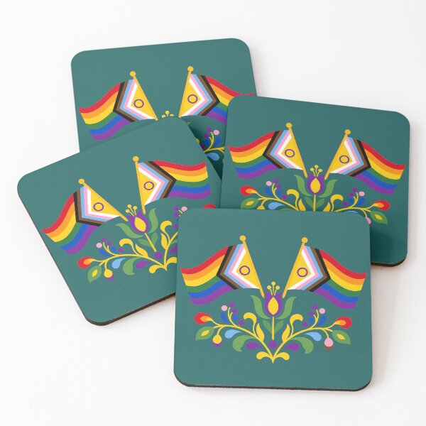 Item preview, Intersex Progress Pride Flag Folk Motif – © heidiannemorris Scandinavian Folk Art designed and sold by FOLK ART FUSION by heidiannemorris.