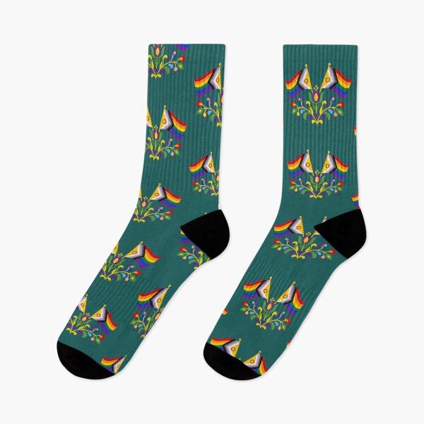 Item preview, Intersex Progress Pride Flag Folk Motif – © heidiannemorris Scandinavian Folk Art designed and sold by FOLK ART FUSION by heidiannemorris.