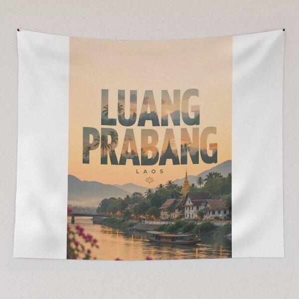 Item preview, Luang Prabang Laos Mekong River and Mount Phousi Heritage City designed and sold by Places On Earth.