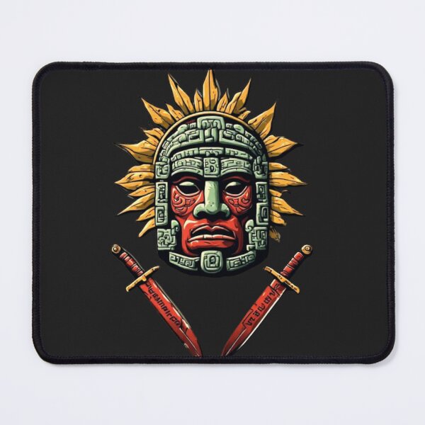 Item preview, Mayan Warrior Mask with Crossed Blades & Sun | Elysium Echoes Icon 04 designed and sold by Shift-Bloom.
