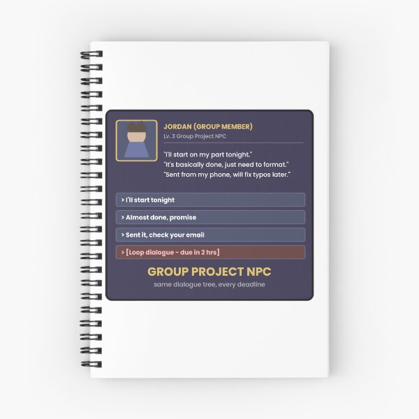 Item preview, Group Project NPC Funny Student Sticker designed and sold by QuirkyCartel.