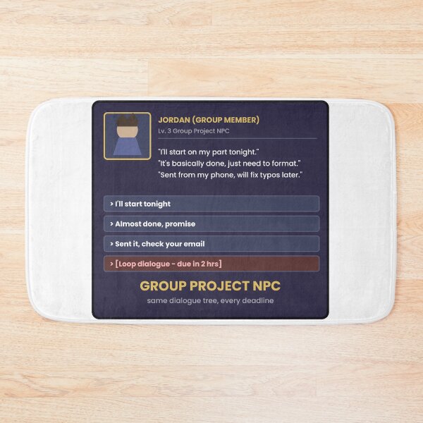Item preview, Group Project NPC Funny Student Sticker designed and sold by QuirkyCartel.
