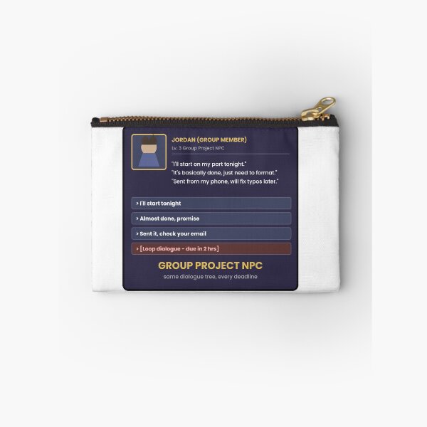 Item preview, Group Project NPC Funny Student Sticker designed and sold by QuirkyCartel.