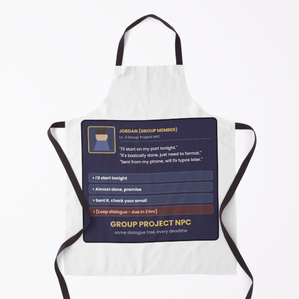 Item preview, Group Project NPC Funny Student Sticker designed and sold by QuirkyCartel.