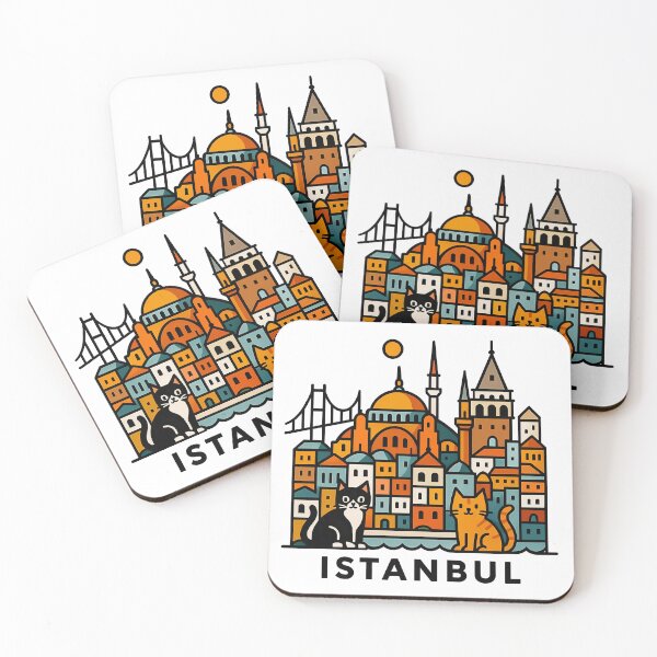 Item preview, Istanbul Turkey Travel Souvenir - Galata Tower & Hagia Sophia Cats Art designed and sold by OzzFrequency.