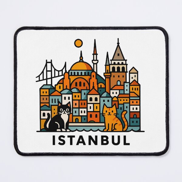 Item preview, Istanbul Turkey Travel Souvenir - Galata Tower & Hagia Sophia Cats Art designed and sold by OzzFrequency.