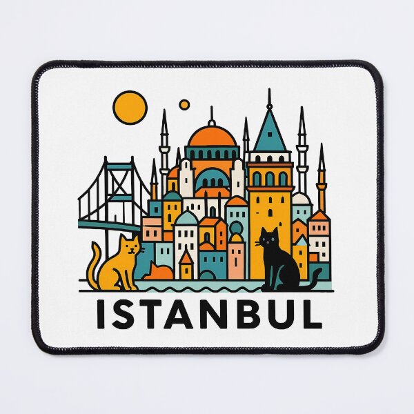 Item preview, Istanbul Turkey Travel Souvenir - Galata Tower & Hagia Sophia Cats Art designed and sold by OzzFrequency.