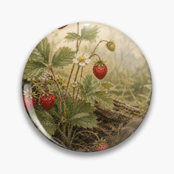 Item preview, Vintage botanical art print of wild strawberry and field mouse. designed and sold by fundrais123.